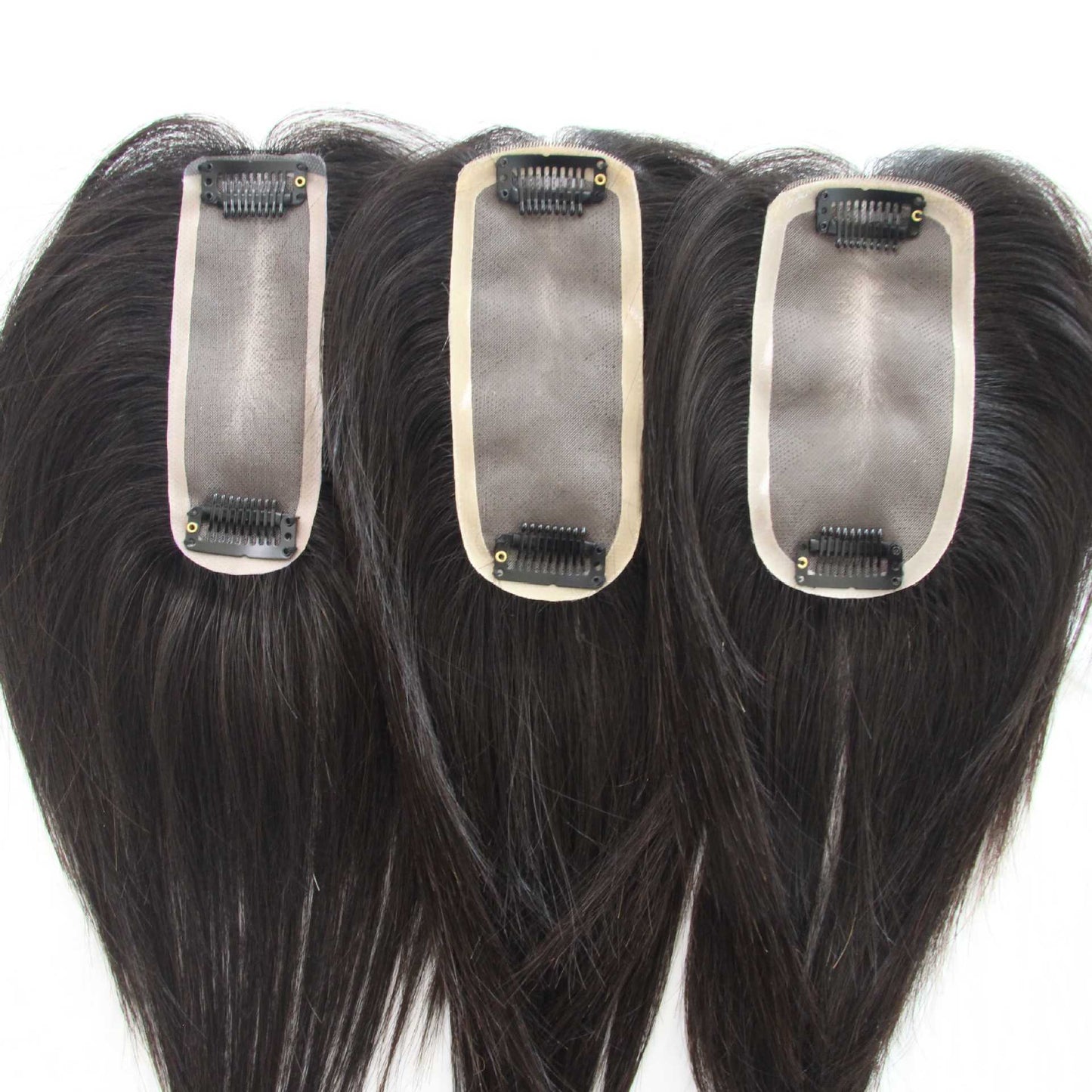 Women's Mesh Breathable Top Hair Supplementing Piece Human Cover Gray Wig