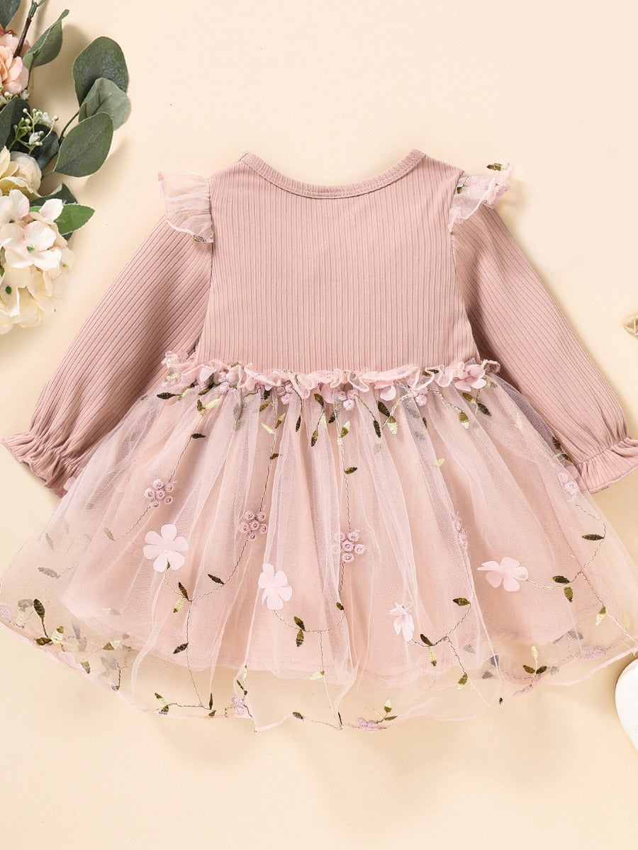 Children's Clothing Mesh Style Long-sleeved Skirt Trendy Children's Dress