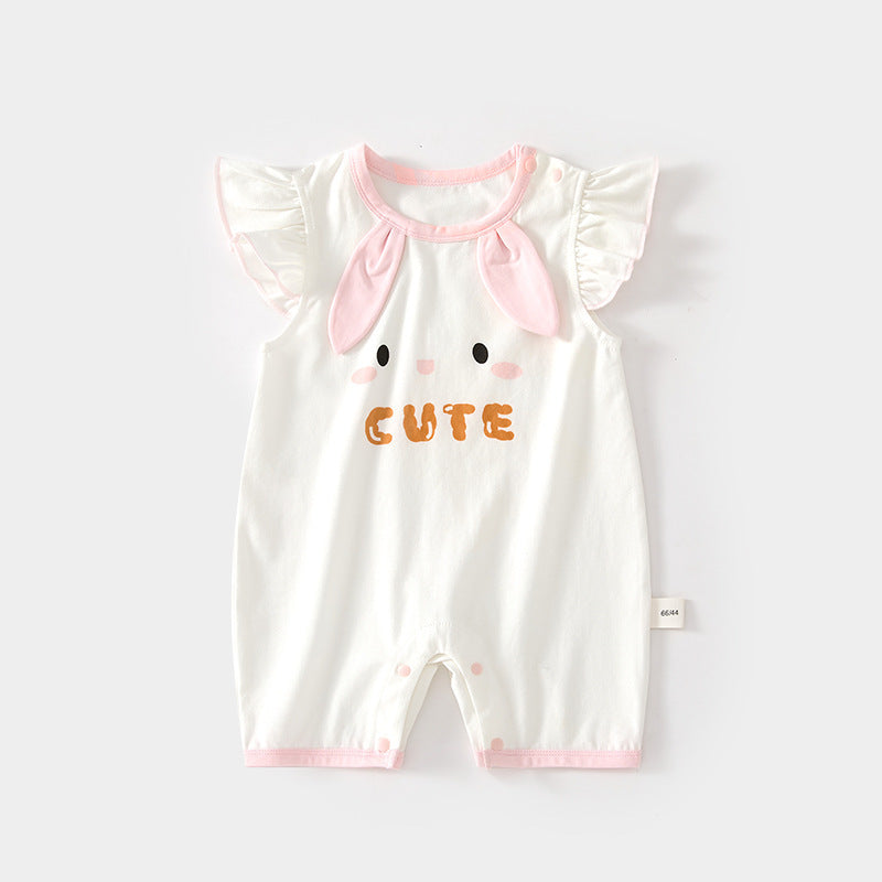 For Babies Summer Modal Short-sleeved Air Conditioning Jumpsuits Boneless Jumpsuit, Climbing Suit