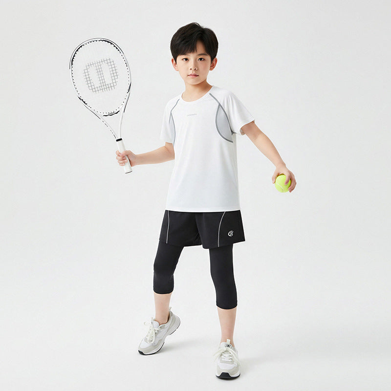Summer Thin Breathable Class Sports Top Stitching Cool Sense Moisture Children's T-shirt