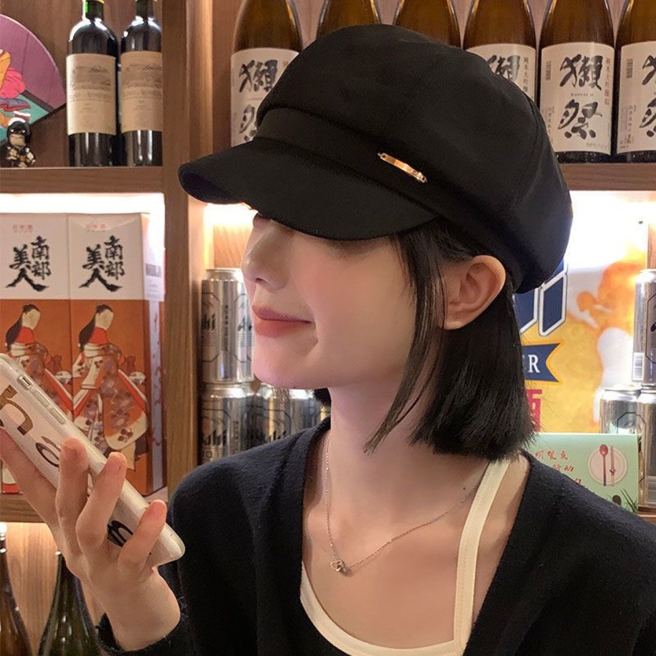 Hat Female One Natural Simulation Beret Wig Short Straight Hair