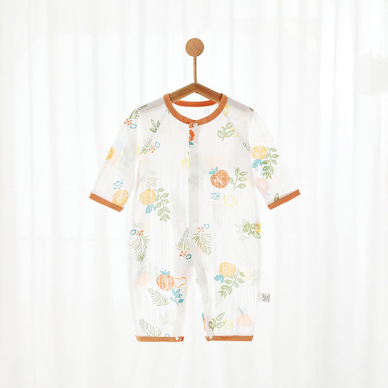 Children's Pure Cotton Class Boneless Born Clothes Long Sleeve Summer Thin Jumpsuit, Climbing Suit