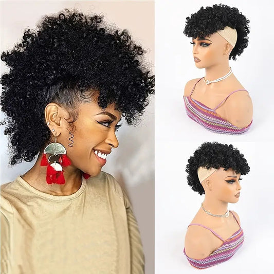 Dried African Small Curly Short Hair Wig Ponytail