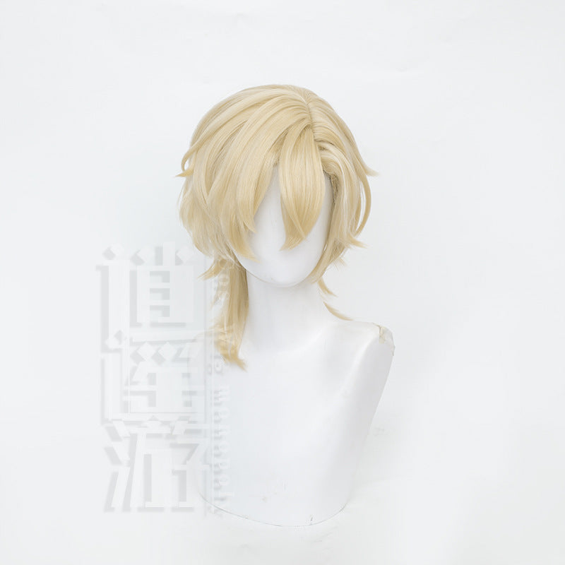 Dome Railway Sandy Gold Simulation Scalp Top Pinocchio Cos Wig