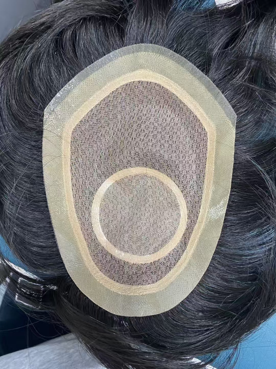 Men's Real Hair Hand-woven Head Supplementing Piece Lightweight Breathable Needle Rotation Men's Wig