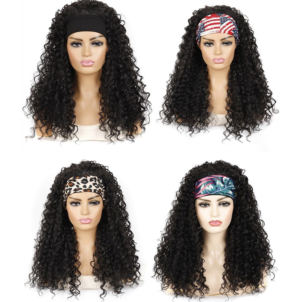 Hair Band Head Cover Export Curly Headband Sheath Wig Long Curls