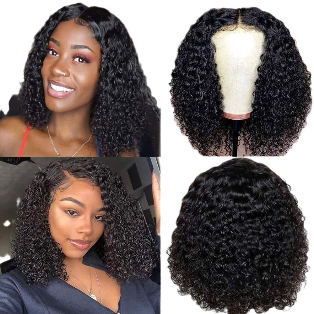 Women's Mid-length Small Roll Afro Front Lace Wig Short Curly Hair