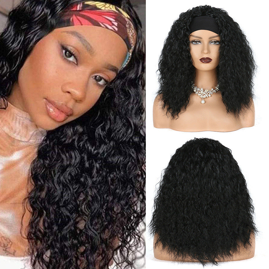 Women's African Small Head Cover Black Rose Net Wig Short Curly Hair