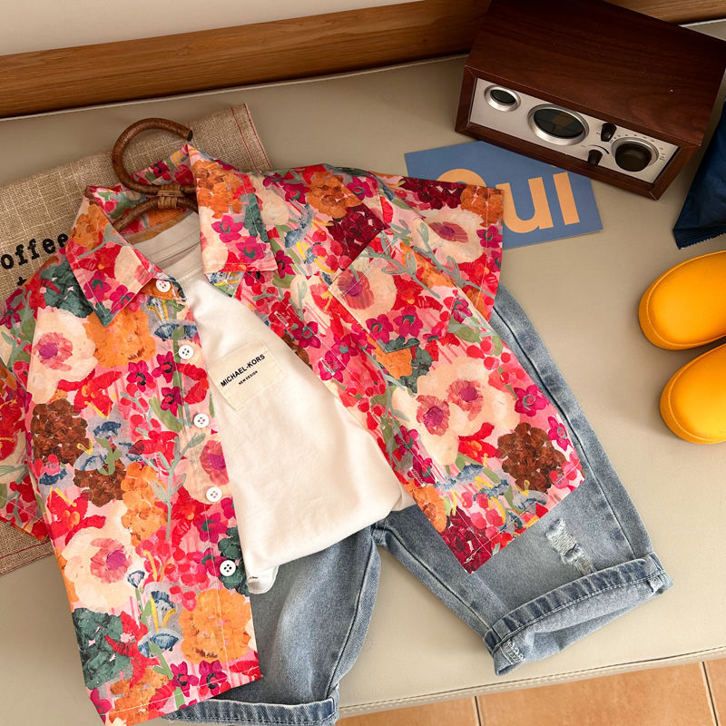 Children's Cotton Summer Boys Casual Top Loose Children's Shirt
