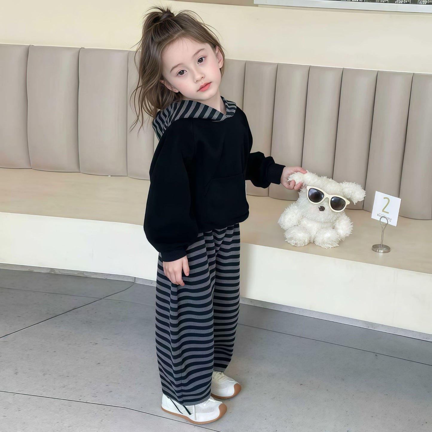Children's Models Sweatshirt Striped Hoodie Sports Casual Children's Suit