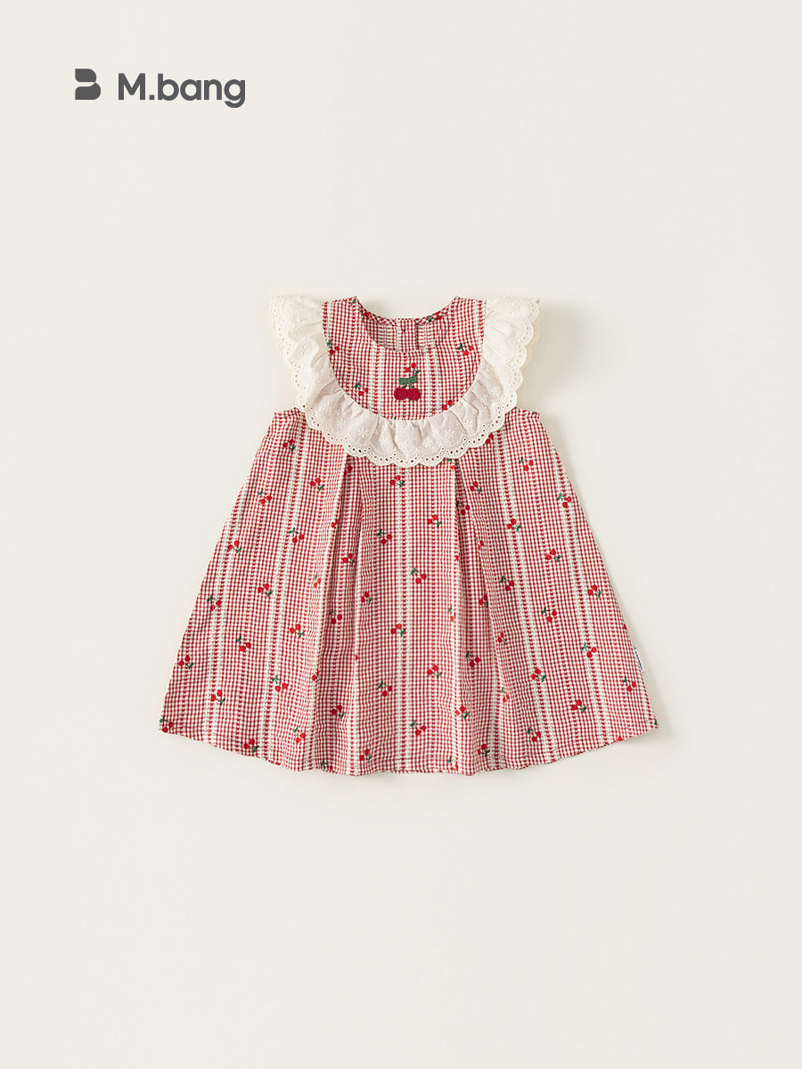 Children's Woven Clothing Female Skirt Stitching Lace Sweet Summer Children's Dress