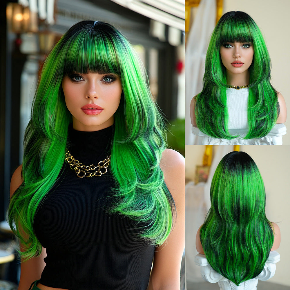 Quality Platinum Female Layered Texture Hair Bangs Natural Heat-resistant Long Straight Wig