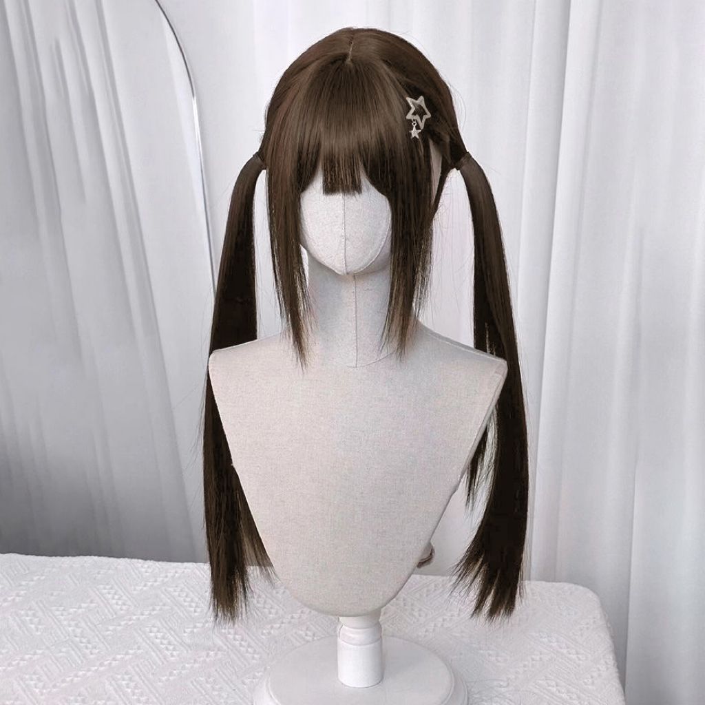 Women's Vintage Roman Curly Double Ponytail Collection Tiger Mouth Chuck Set Cos Wig