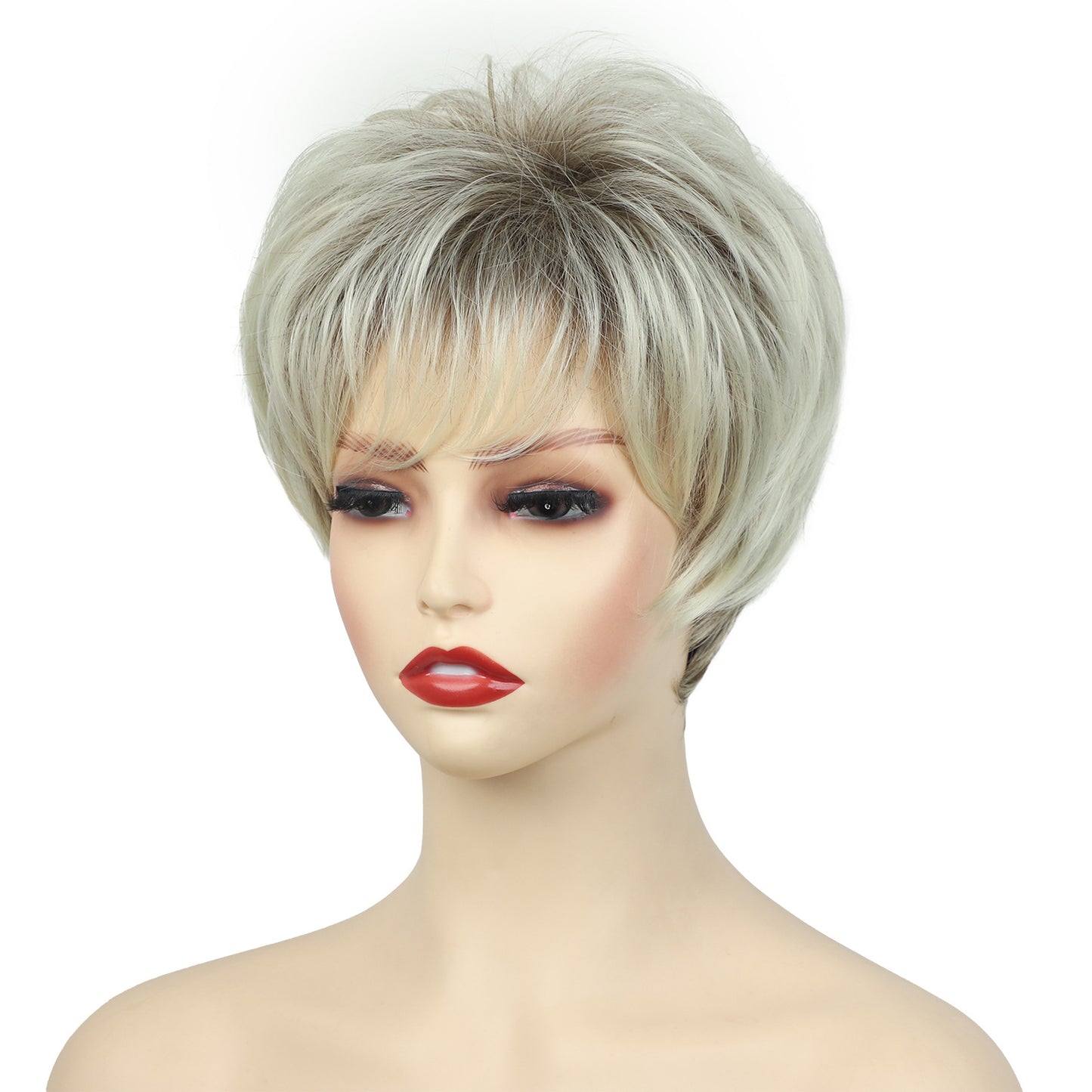 Unique Fluffy Side Bangs Head Cover Wig Short Straight Hair
