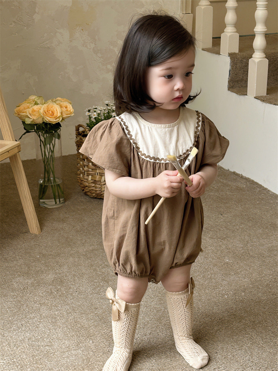 Children's Summer Romper Korean Style Clothing Wear Outwear Flying Sleeve Jumpsuit, Climbing Suit