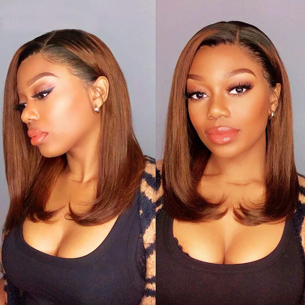 Gradient Color Lengthened Inner Buckle Fashion Synthetic Wig Short Straight Hair