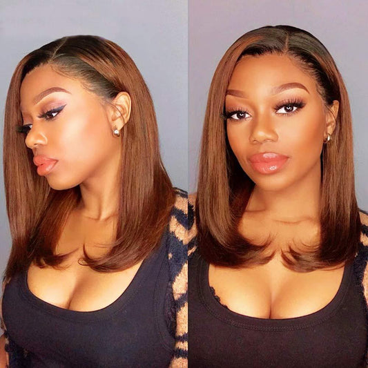 Gradient Color Lengthened Inner Buckle Fashion Synthetic Wig Short Straight Hair
