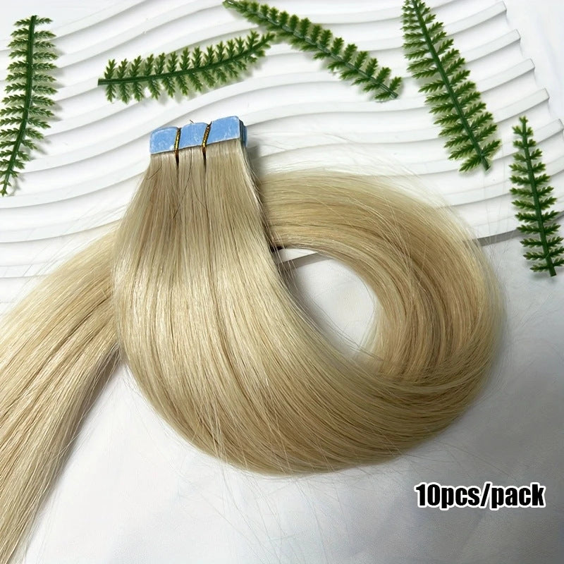 Comfortable Real Hair Seamless Extension Film Long Straight Wig