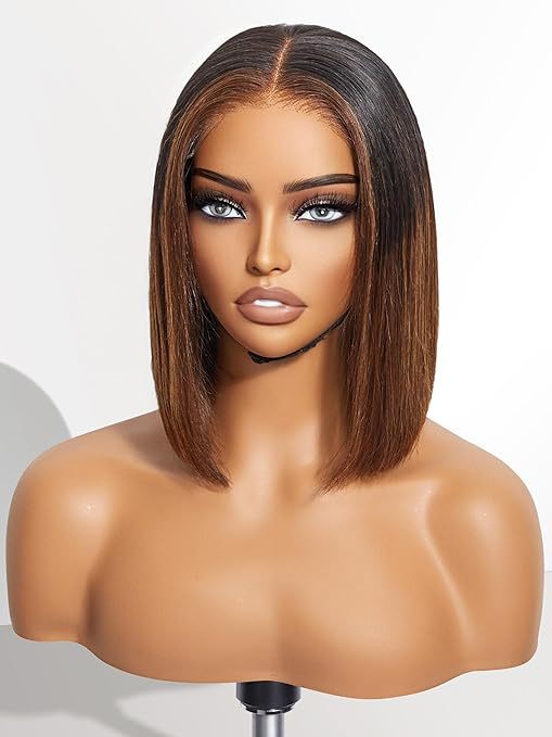 Women's Chemical Fiber Fringe Chestnut Brown Wave Head Wig Short Straight Hair
