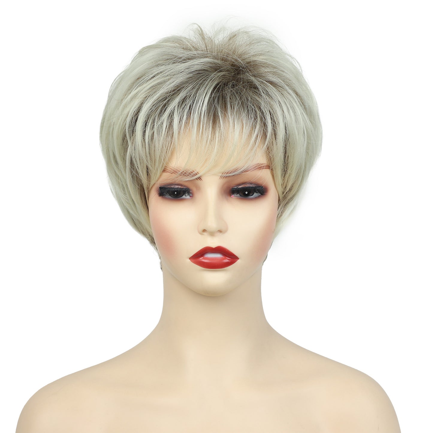 Unique Fluffy Side Bangs Head Cover Wig Short Straight Hair