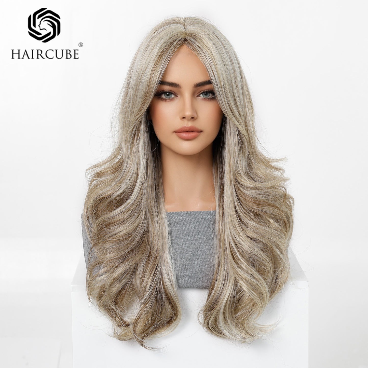 Cover Mixed Golden Curly Hair Big Wig Long Curls