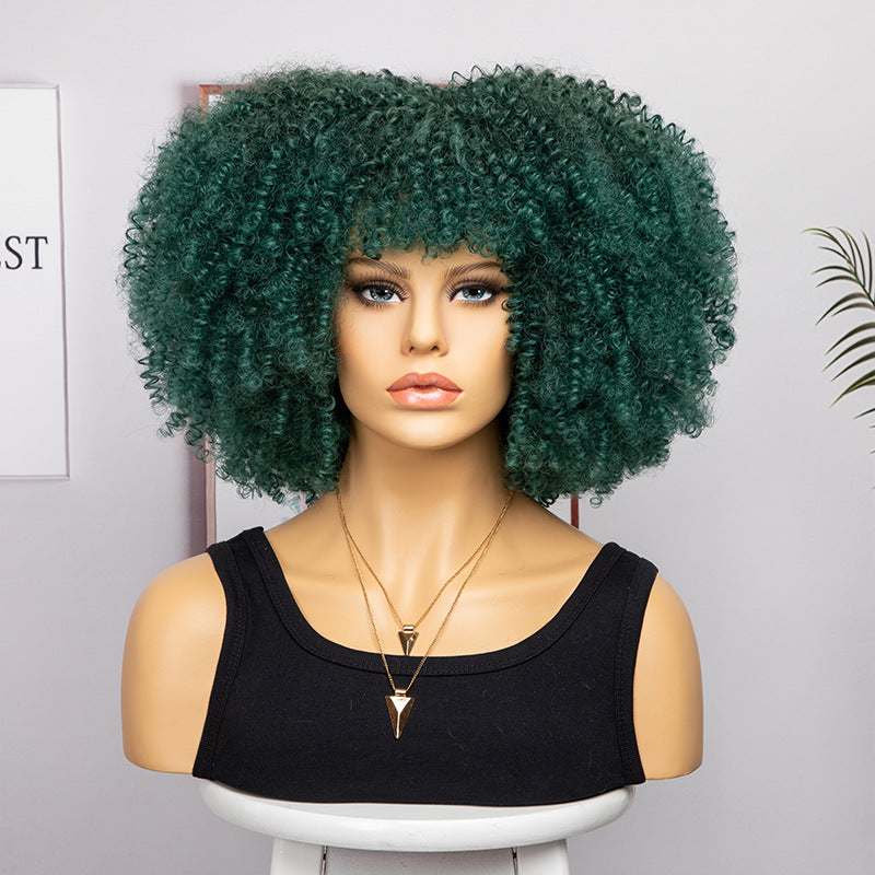 Women's African Fashion Explosion Small Head Cover Wig Short Curly Hair