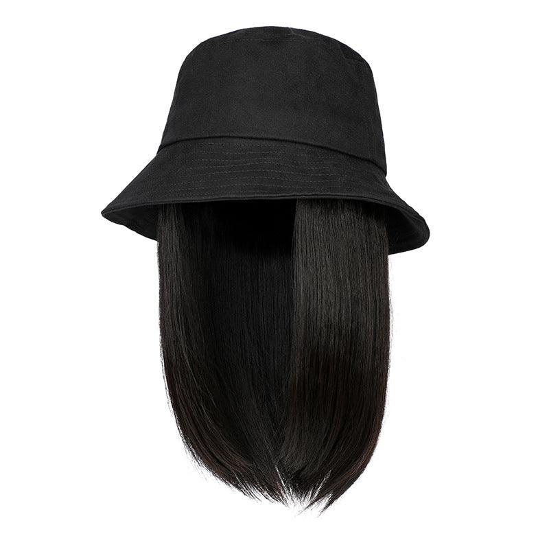 Women's Hat Detachable Fashion Summer Breathable Peaked Cap Long Straight Wig