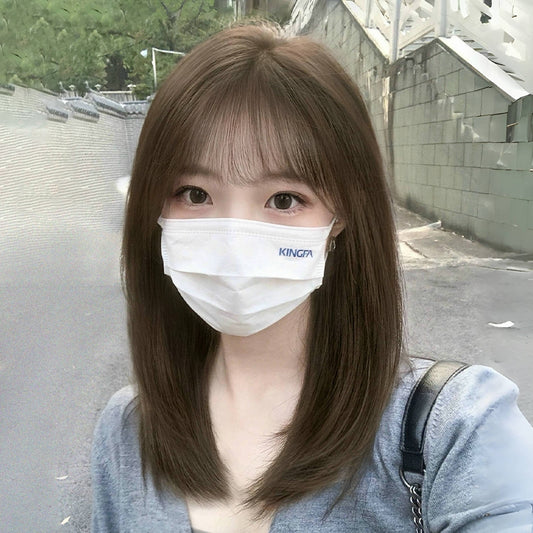 Women's Shuman Long Natural Layer Style Collarbone Length Haircut Whole Top Wig Short Straight Hair