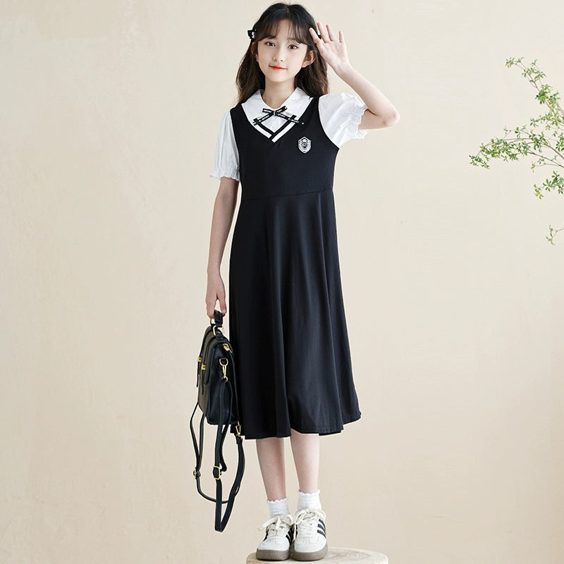 Fake Two-piece Summer For Fashionable Princess Middle Big Children's Dress