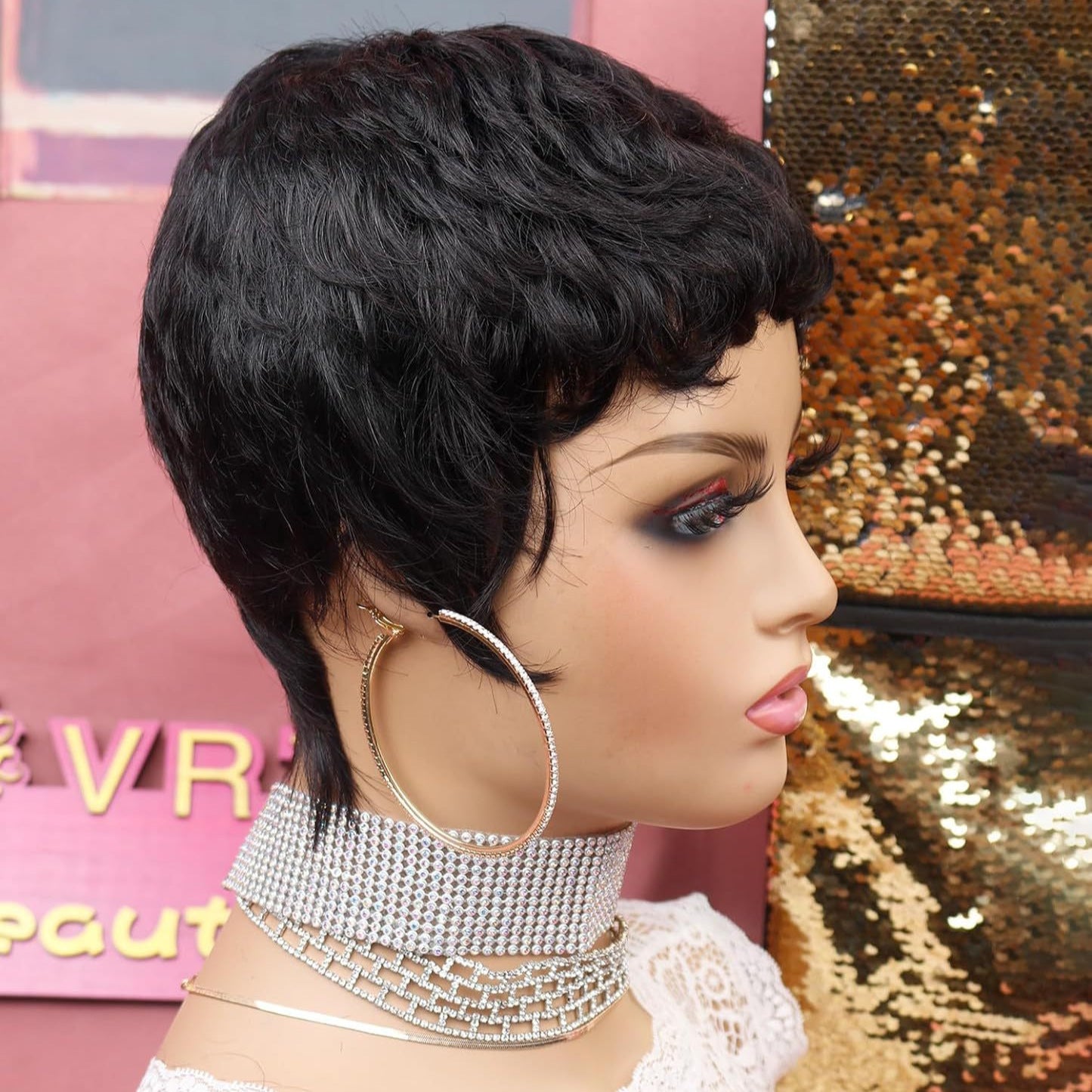 Women's Headgear Fashion Elastic Net Optional Wig Short Curly Hair