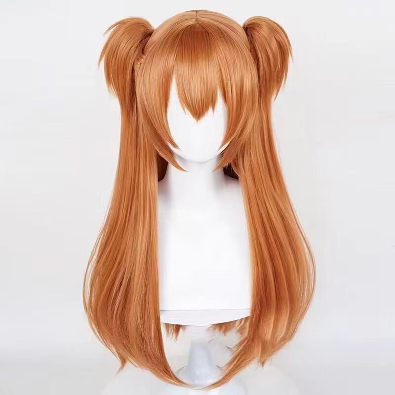 Neon Genesis Evangelion Orange Double Ponytail Jaws Cos Wig