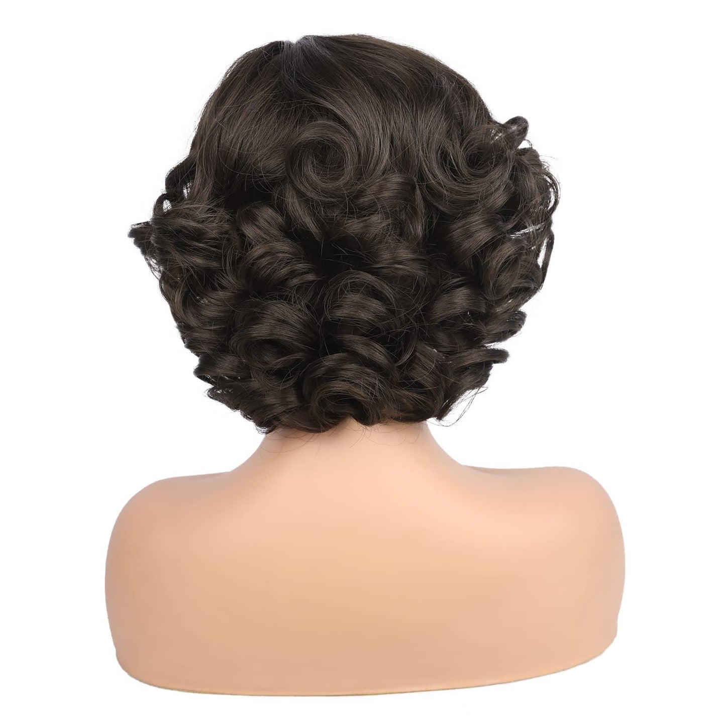 Women's Front Lace Side Roll Loose Wavy Headgear Wig Short Curly Hair