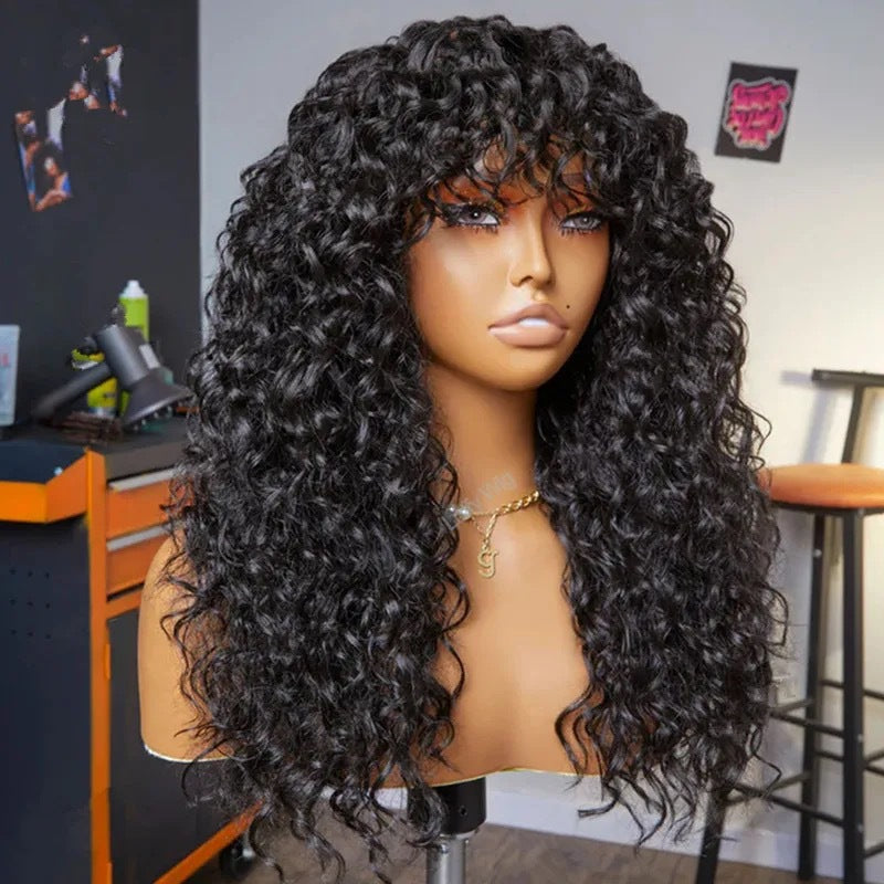 Front Lace Sheath African Small Roll Wig Long Curls