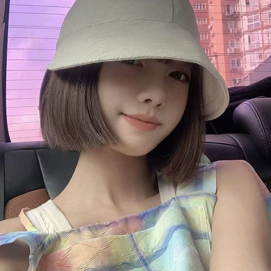 Hat Integrated Simulation Human Bobo Thin Fashion Wig Short Straight Hair