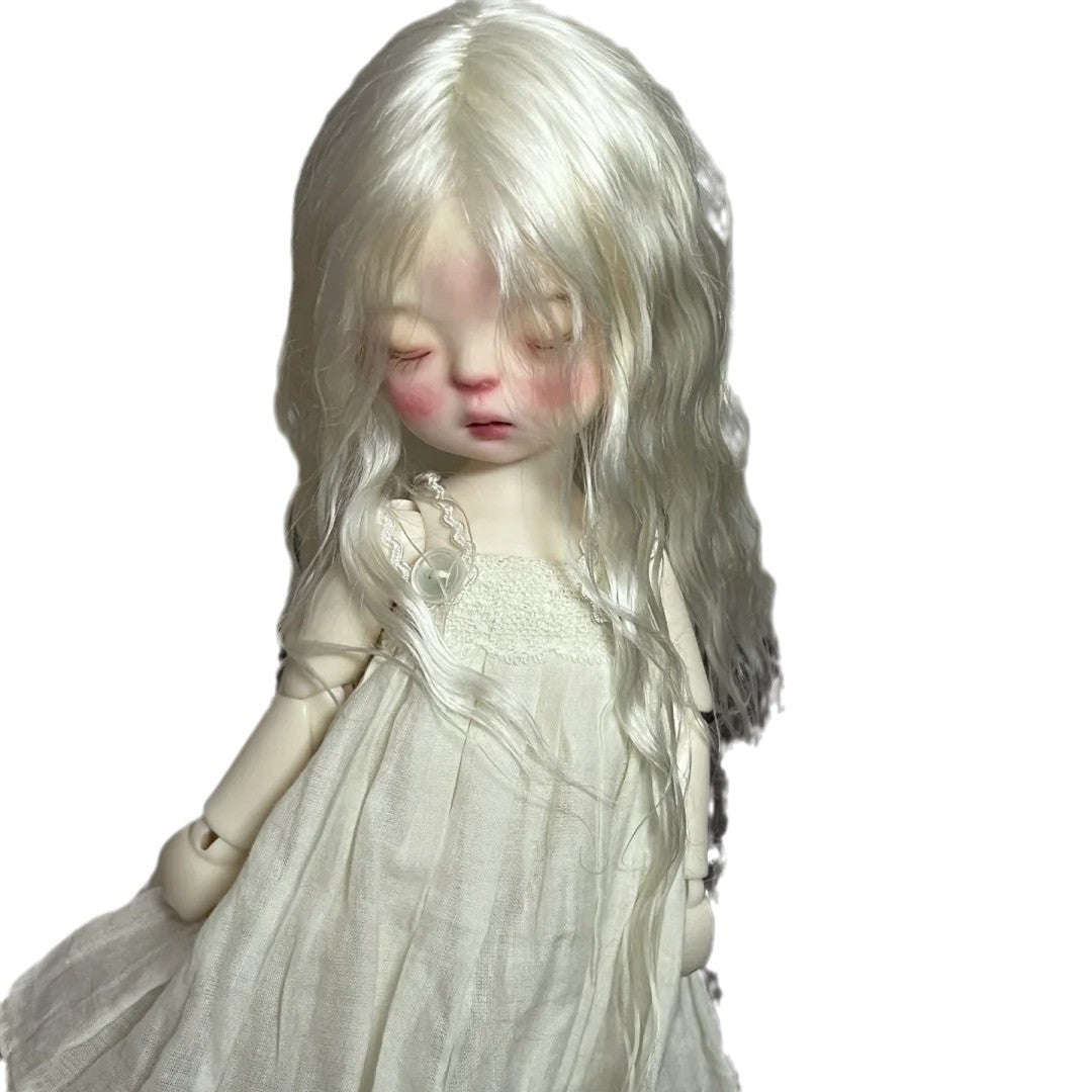 Straight Bangs Bluish White Black Natural Handmade Cos Wig