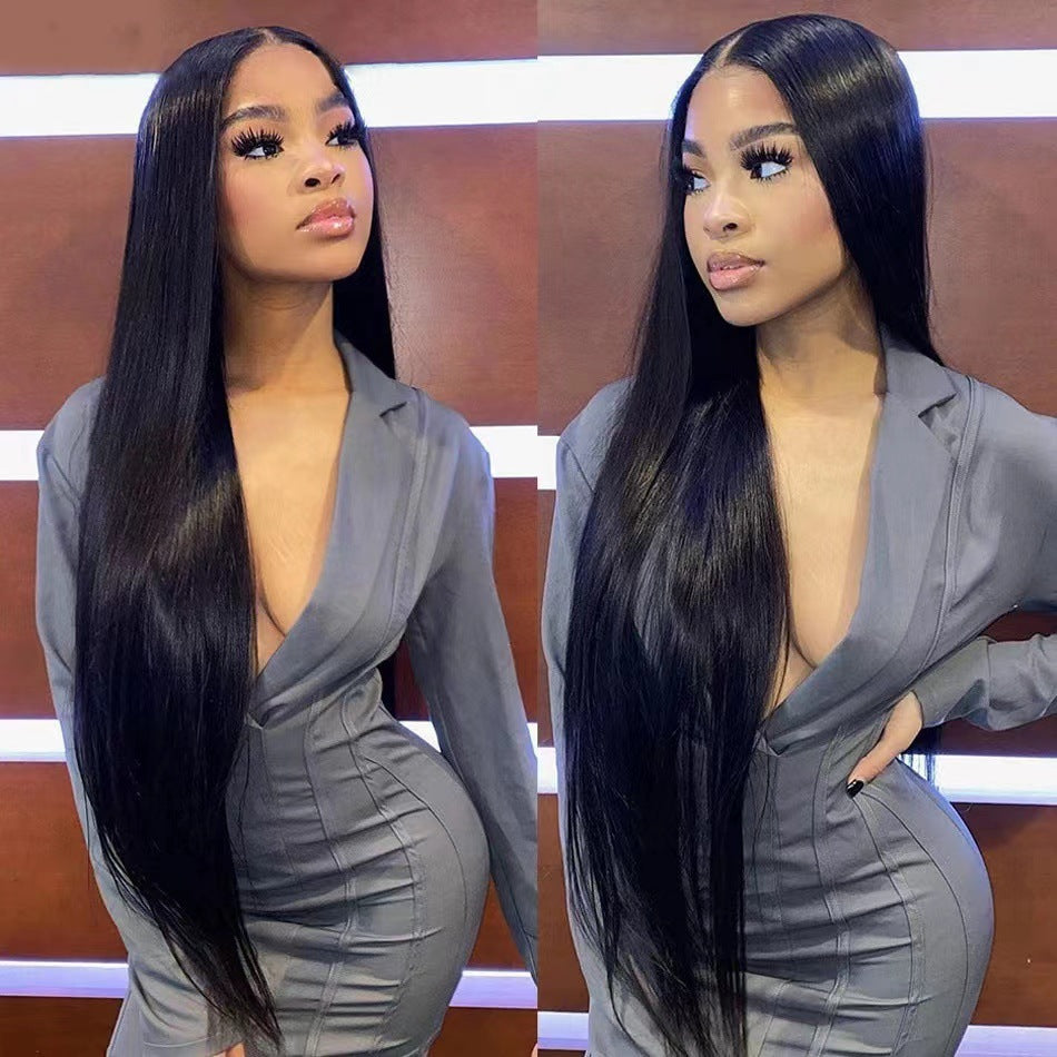 Graceful Durable Front Lace Head Cover Long Straight Wig