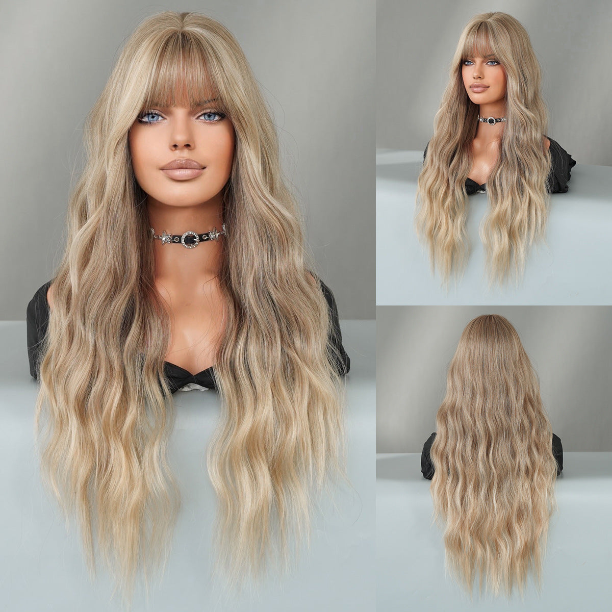 Women's Curly Big Wave Skunk Striped Fashion Christmas Chemical Wig Long Curls