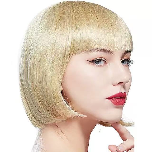Trendy Female Gradient Wave Chemical Fiber Wig Short Straight Hair