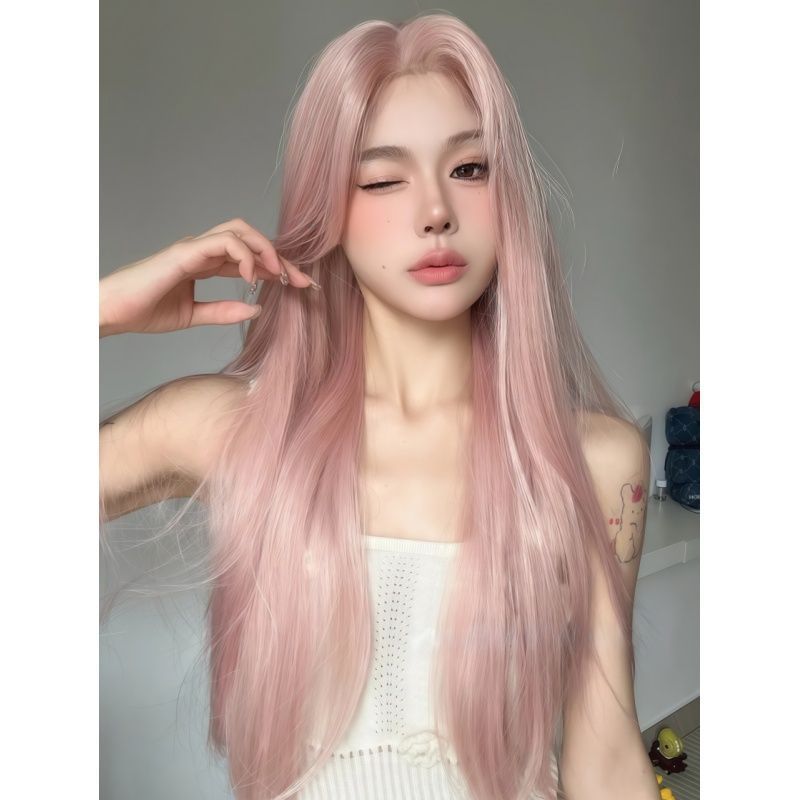 Women's Bangs One-word Forehead Lace Imitation Full Real Long Straight Wig