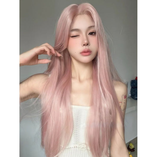Women's Bangs One-word Forehead Lace Imitation Full Real Long Straight Wig