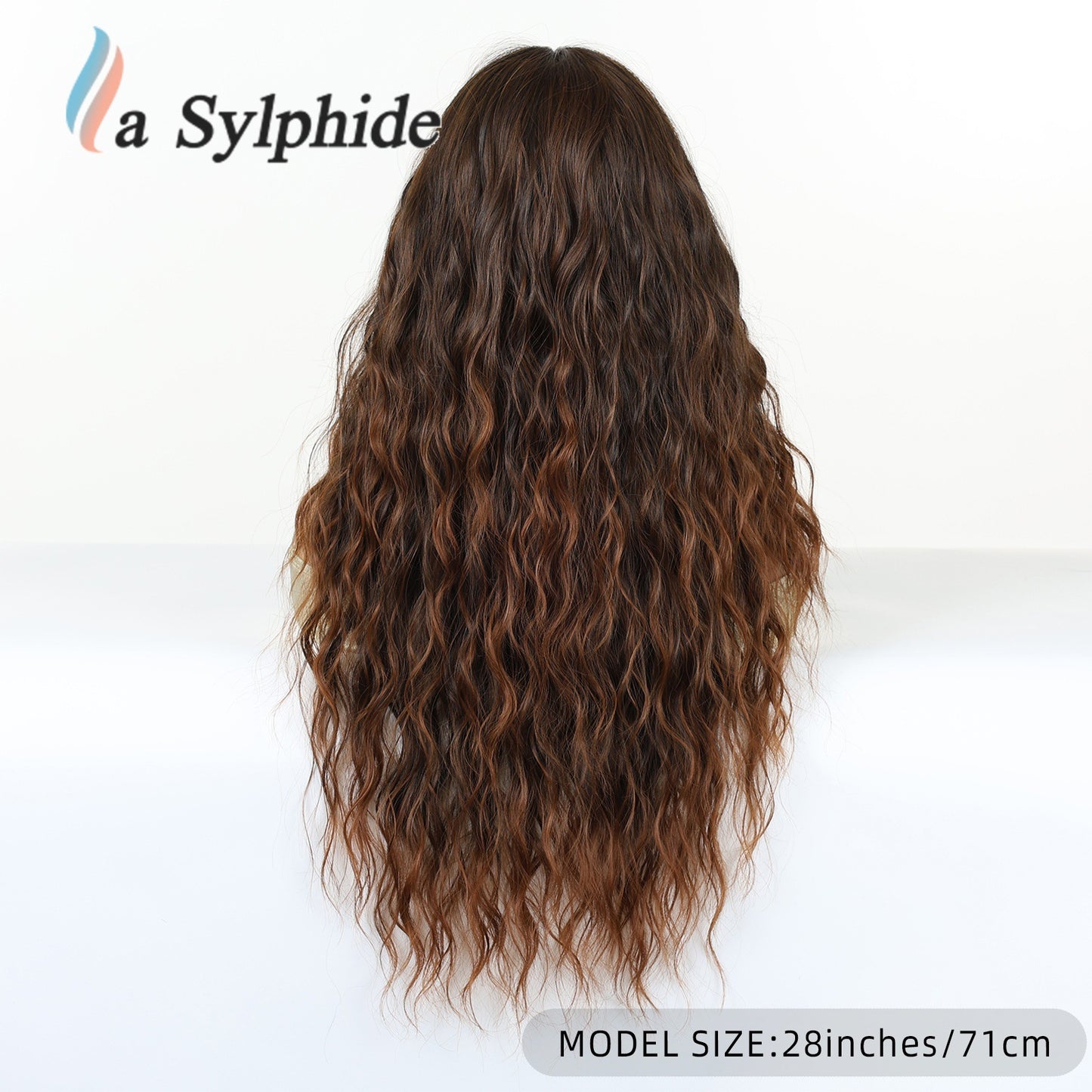 Braid Dark Brown Gradient Medium Curly Hair Fiber Chemical Wig Long Curls