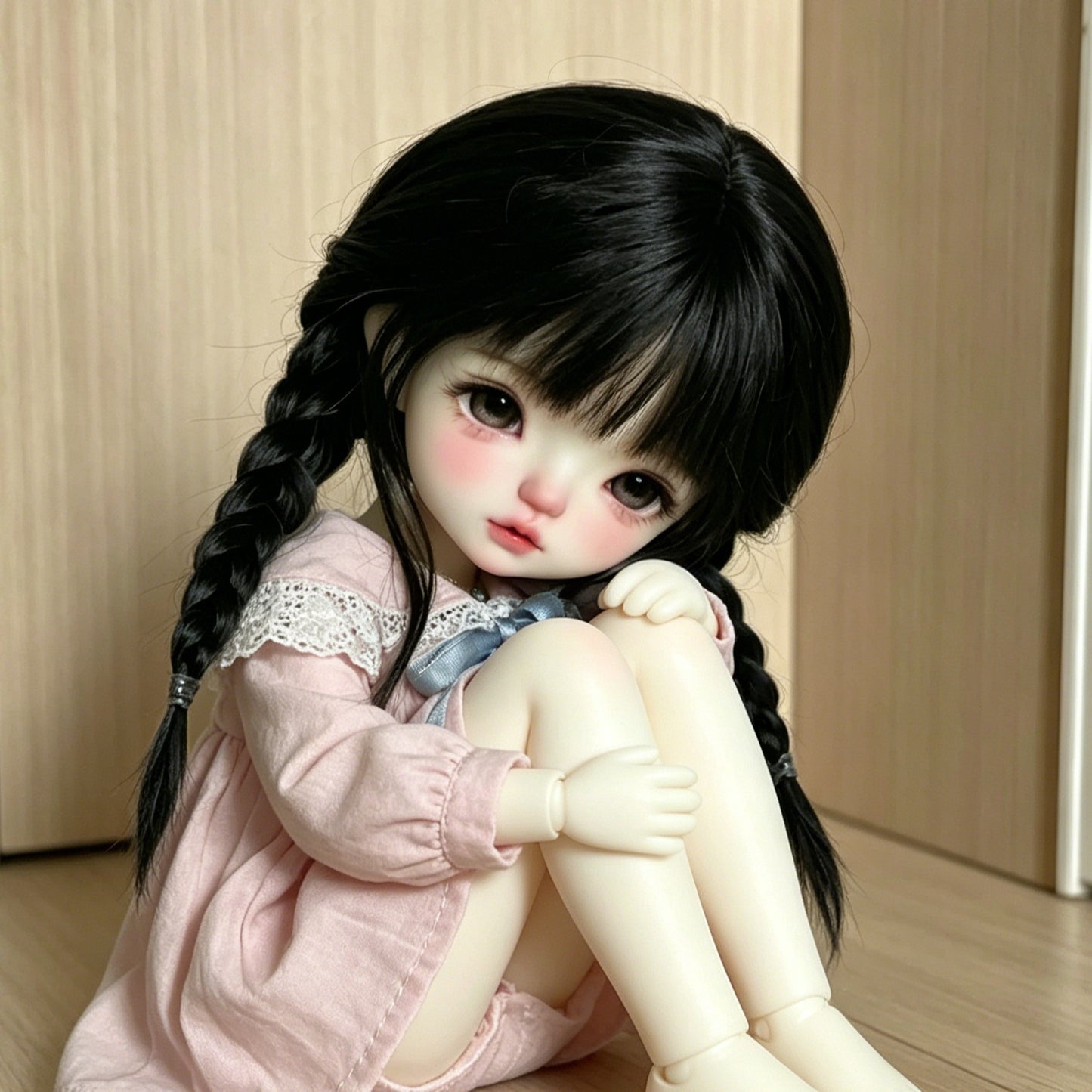 Doll Points Black Straight Bangs Double Cos Wig