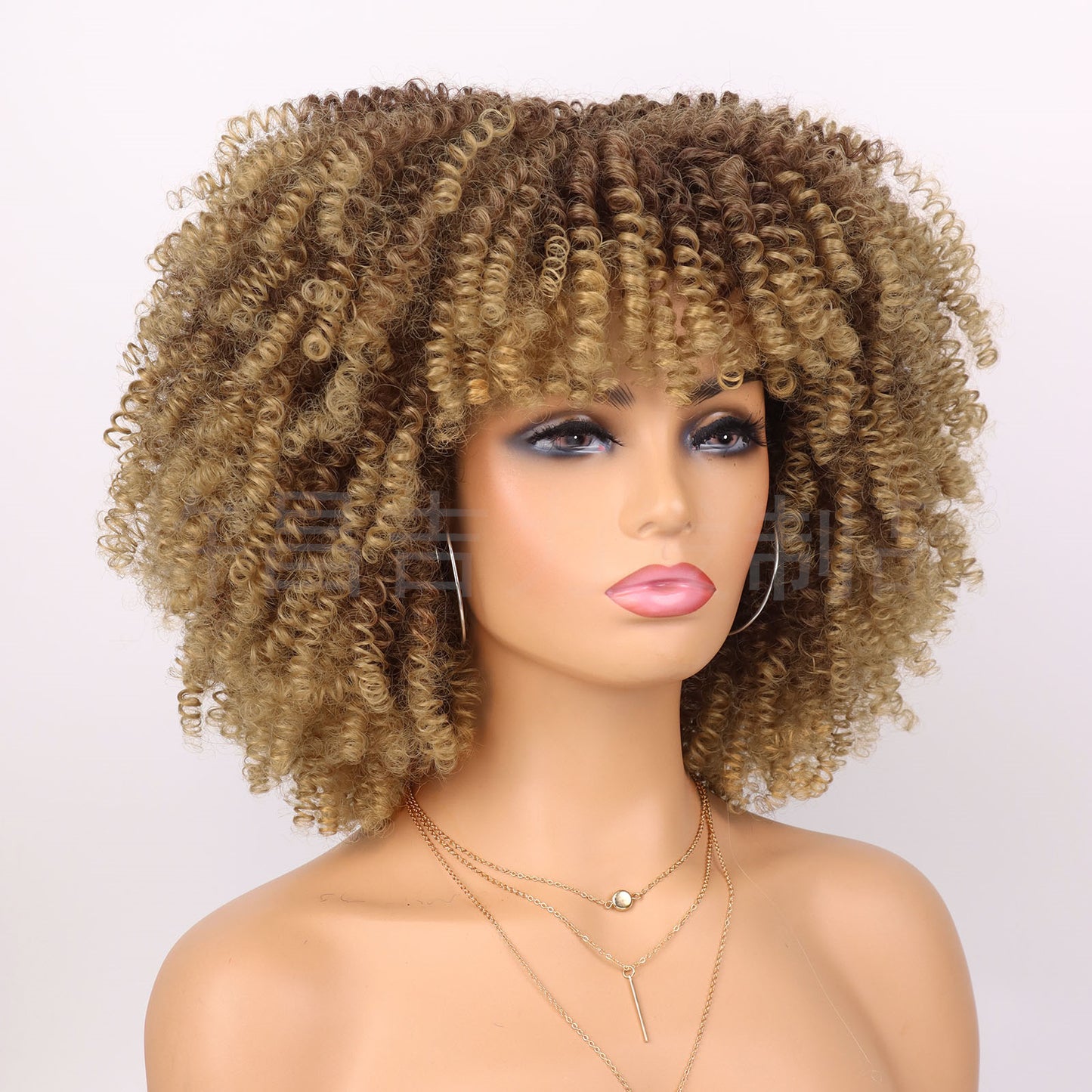 Women's Afro African Small Volume Fluffy Head Wig Short Curly Hair