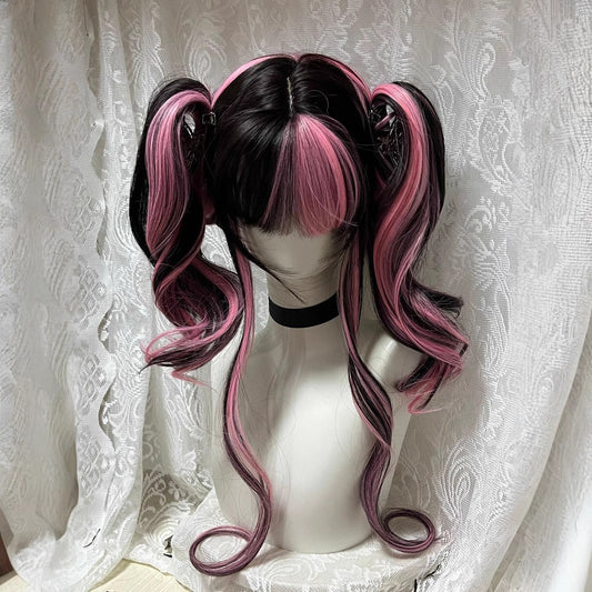 Happy Stone Black Dyed Pink Little Rose Curly Wig Long Curls