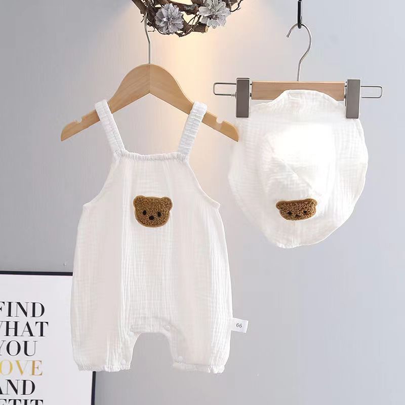 Clothes For Babies Summer Romper Sling Cotton Gauze Boneless Jumpsuit, Climbing Suit