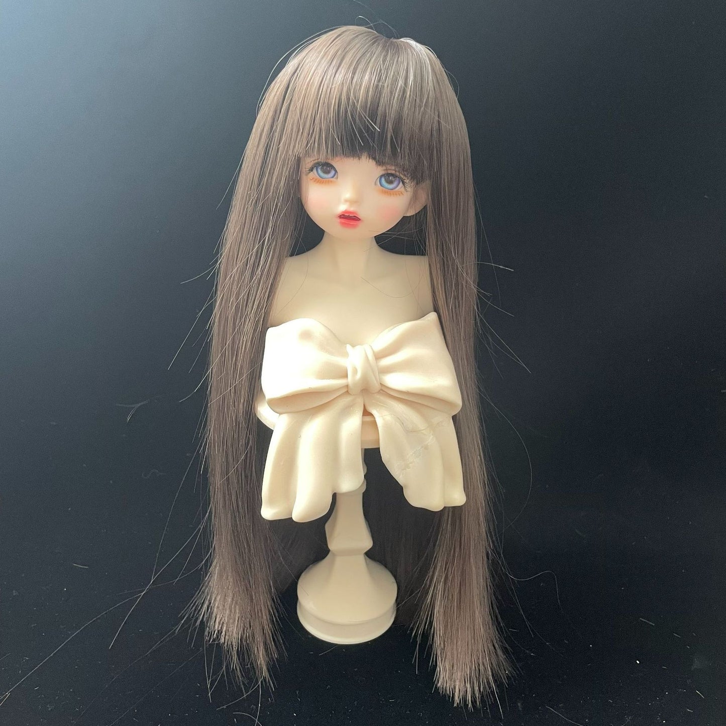 Soft Silk Optional Bangs Long Straight Hair Points Doll Head Cos Wig