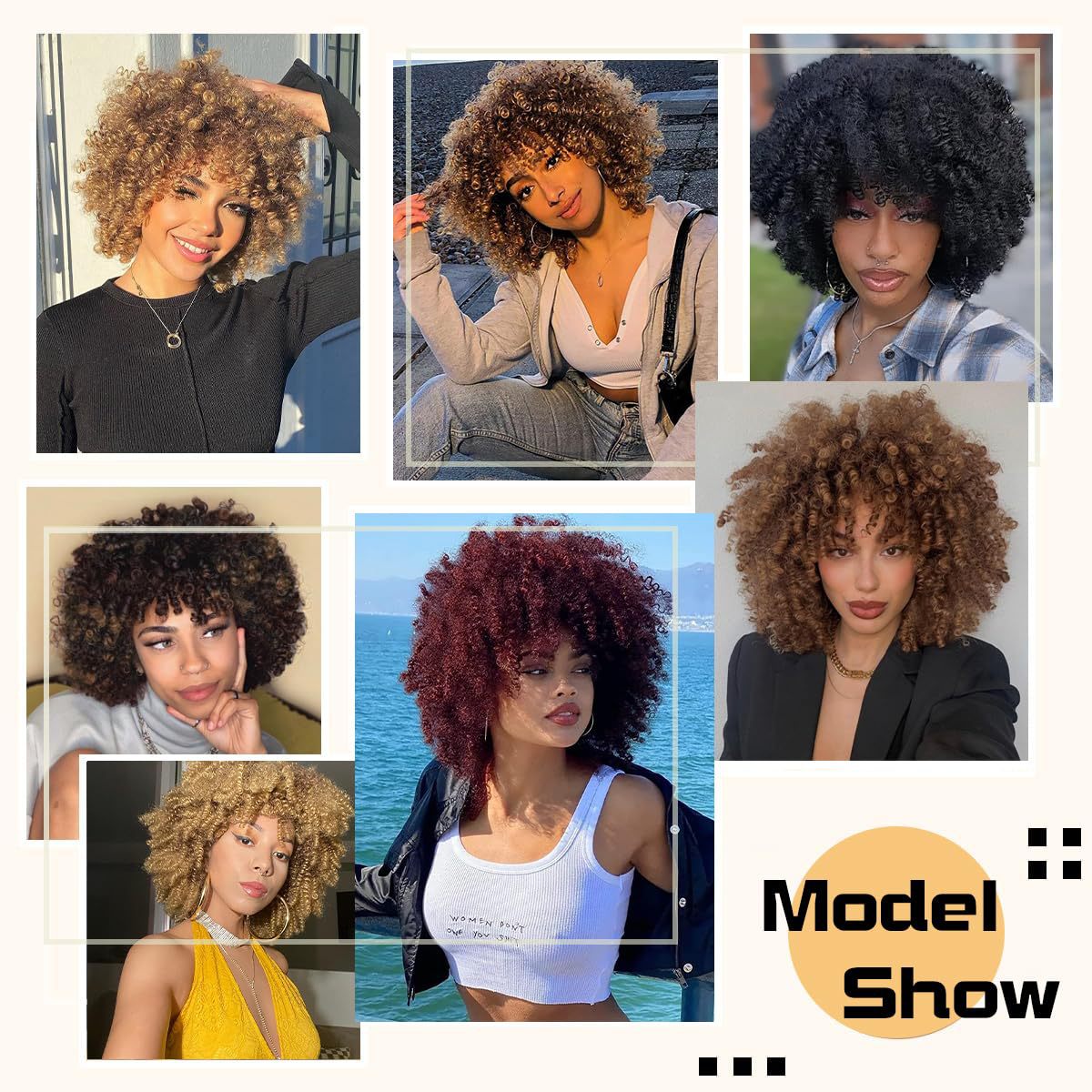 Afro Headgear African Fluffy Small Roll Wig Short Curly Hair