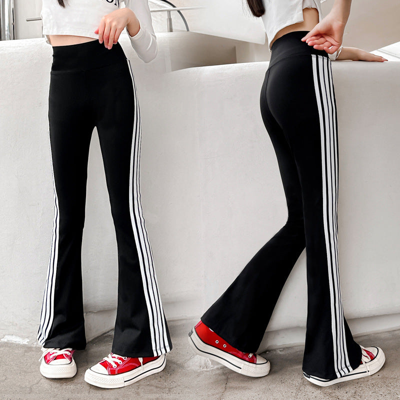 Children's Thin Western Style Fashion Clothing Big Yoga Bottoming Bell-bottom Children's Pants