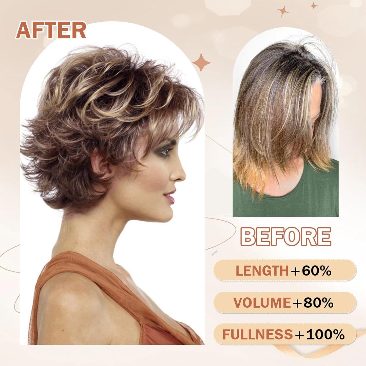 Women's Fashion Chemical Fiber Brown Partial Fluffy Wig Short Curly Hair