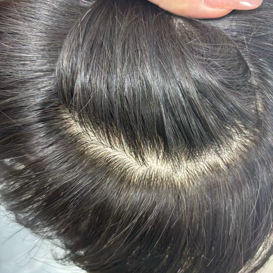 Men's Film Delivery Needle Set Artificial Scalp Human Hair Real Top Men's Wig